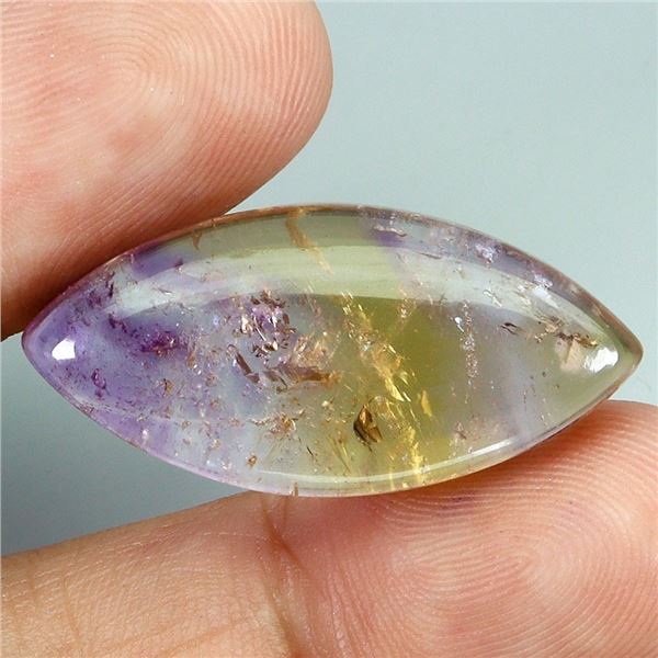 EXCEPTIONAL BIG 26.31 CARATS MARQUISE CUT CABOCHON PURPLE/YELLOW AMETRINE (AMETHYST & CITRINE) FROM 