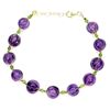 Image 1 : CARVED AMETHYST AND EMERALD BRACELET 10MM STONES IN 14K YELLOW PLATED GOLD OVER 925 STERLING SILVER 
