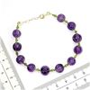 Image 3 : CARVED AMETHYST AND EMERALD BRACELET 10MM STONES IN 14K YELLOW PLATED GOLD OVER 925 STERLING SILVER 