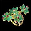 Image 2 : GORGEOUS EMERALD AND RUBY RING IN 14K YELLOW PLATED GOLD OVER 925 STERLING SILVER - SIZE 7 - APPRAIS