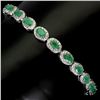 Image 2 : OVAL CUT EMERALD BRACELET 5X3 mm IN 14K WHITE PLATED GOLD OVER 925 STERLING SILVER - 8 INCHES LONG -