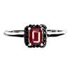 Image 1 : OCTAGON CUT RUBY 5X4 mm AND BLACK SPINEL IN 14K WHITE PLATED GOLD OVER 925 STERLING SILVER - SIZE 7 