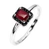 Image 2 : OCTAGON CUT RUBY 5X4 mm AND BLACK SPINEL IN 14K WHITE PLATED GOLD OVER 925 STERLING SILVER - SIZE 7 