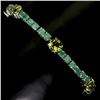Image 2 : EMERALD AND PERIDOT BRACELET IN 14K WHITE PLATED GOLD OVER 925 STERLING SILVER - 7 INCHES LONG - APP