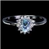 Image 1 : BEAUTIFUL 6X4 mm AQAMARINE RING IN 14K WHITE PLATED GOLD OVER 925 STERLING SILVER - SIZE 7 - APPRAIS