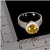 Image 3 : ROUND 8 mm NATURAL CITRINEAND CZ RING IN 14K WHITE PLATED GOLD OVER 925 STERLING SILVER - SIZE 8 - A