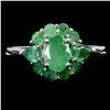 Image 1 : AMAZING 7X5 mm EMERALD RING IN 14K WHITE PLATED GOLD OVER 925 STERLING SILVER - SIZE 7 - APPRAISED R