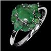Image 2 : AMAZING 7X5 mm EMERALD RING IN 14K WHITE PLATED GOLD OVER 925 STERLING SILVER - SIZE 7 - APPRAISED R