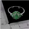 Image 3 : AMAZING 7X5 mm EMERALD RING IN 14K WHITE PLATED GOLD OVER 925 STERLING SILVER - SIZE 7 - APPRAISED R