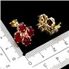 Image 3 : RUBY EARRINGS IN 14K YELLOW PLATED GOLD OVER 925 STERLING SILVER - APPRAISED REPLACEMENT VALUE CAD 8