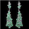 Image 2 : LUXURY EMERALD EARRINGS IN 14K WHITE PLATED GOLD OVER 925 STERLING SILVER - APPRAISED REPLACEMENT VA