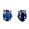 Image 1 : BLUE SAPPHIRE EARRINGS IN 14K WHITE PLATED GOLD OVER 925 STERLING SILVER - APPRAISED REPLACEMENT VAL