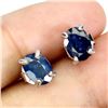 Image 2 : BLUE SAPPHIRE EARRINGS IN 14K WHITE PLATED GOLD OVER 925 STERLING SILVER - APPRAISED REPLACEMENT VAL