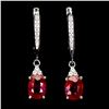 Image 1 : 8X6 mm RUBY EARRINGS IN 14K WHITE PLATED GOLD OVER 925 STERLING SILVER - APPRAISED REPLACEMENT VALUE