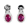 Image 1 : 7X5 mm OVAL RUBY AND CZ EARRINGS IN 14K WHITE PLATED GOLD OVER 925 STERLING SILVER - APPRAISED REPLA