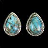 Image 1 : PEAR CUT 10X7 mm KINGMAN TURQUOISE EARRINGS IN 14K WHITE PLATED GOLD OVER 925 STERLING SILVER - APPR