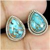 Image 2 : PEAR CUT 10X7 mm KINGMAN TURQUOISE EARRINGS IN 14K WHITE PLATED GOLD OVER 925 STERLING SILVER - APPR