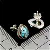Image 3 : PEAR CUT 10X7 mm KINGMAN TURQUOISE EARRINGS IN 14K WHITE PLATED GOLD OVER 925 STERLING SILVER - APPR