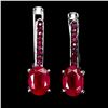 Image 1 : EXCEPTIONAL 7X5 mm RUBY DIAMOND CUT EARRINGS IN 14K WHITE PLATED GOLD OVER 925 STERLING SILVER - APP