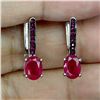 Image 2 : EXCEPTIONAL 7X5 mm RUBY DIAMOND CUT EARRINGS IN 14K WHITE PLATED GOLD OVER 925 STERLING SILVER - APP