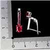 Image 3 : EXCEPTIONAL 7X5 mm RUBY DIAMOND CUT EARRINGS IN 14K WHITE PLATED GOLD OVER 925 STERLING SILVER - APP