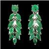 Image 1 : EXPENSIVE MARQUISE CUT EMERALD EARRINGS IN 14K WHITE PLATED GOLD OVER 925 STERLING SILVER - APPRAISE