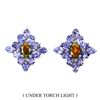 Image 1 : SUPRB TANZANITE AND BLACK OPAL EARRINGS IN 14K WHITE PLATED GOLD OVER 925 STERLING SILVER - APPRAISE