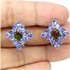 Image 2 : SUPRB TANZANITE AND BLACK OPAL EARRINGS IN 14K WHITE PLATED GOLD OVER 925 STERLING SILVER - APPRAISE