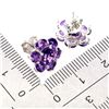 Image 3 : 7X5 mm OVAL AMETHYST EARRINGS IN 14K WHITE PLATED GOLD OVER 925 STERLING SILVER - APPRAISED REPLACEM