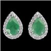 Image 1 : 7X5 mm PEAR CUT EMERALD AND CZ EARRINGS IN 14K WHITE PLATED GOLD OVER 925 STERLING SILVER - APPRAISE