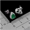 Image 3 : 7X5 mm PEAR CUT EMERALD AND CZ EARRINGS IN 14K WHITE PLATED GOLD OVER 925 STERLING SILVER - APPRAISE