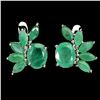 Image 1 : BIG 8X6 mm OVAL EMERALD EARRINGS IN 14K WHITE PLATED GOLD OVER 925 STERLING SILVER - APPRAISED REPLA