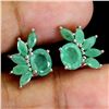 Image 2 : BIG 8X6 mm OVAL EMERALD EARRINGS IN 14K WHITE PLATED GOLD OVER 925 STERLING SILVER - APPRAISED REPLA