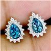 Image 2 : PER CUT LONDON BLUE TOPAZ AND CZ EARRINGS IN 14K WHITE PLATED GOLD OVER 925 STERLING SILVER - APPRAI