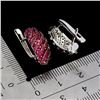 Image 3 : MYANMAR RUBY DIAMOND CUT EARRINGS IN 2-TONE BLACK RHODIUM AND 14K WHITE PLATED GOLD OVER 925 STERLIN