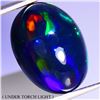 Image 1 : OVAL CABOCHON 6.68 CARATS NATURAL AAA FLORAL FLASH PALY OF COLOR BLACK OPAL 16X12 mm - APPRAISED REP