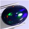 Image 2 : OVAL CABOCHON 6.68 CARATS NATURAL AAA FLORAL FLASH PALY OF COLOR BLACK OPAL 16X12 mm - APPRAISED REP