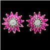 Image 1 : MARQUISE CUT PINK TOPAZ SUNFLOWER EARRINGS IN 14K WHITE PLATED GOLD OVER 925 STERLING SILVER - APPRA