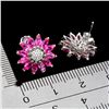 Image 3 : MARQUISE CUT PINK TOPAZ SUNFLOWER EARRINGS IN 14K WHITE PLATED GOLD OVER 925 STERLING SILVER - APPRA