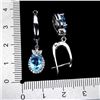 Image 3 : 8X6 mm SWISS BLUE TOPAZ AND CZ EARRINGS IN 14K WHITE PLATED GOLD OVER 925 STERLING SILVER - APPRAISE