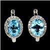 Image 1 : 8X6 mm OVAL CUT SWISS BLUE TOPAZ IN 14K WHITE PLATED GOLD OVER 925 STERLING SILVER - APPRAISED REPLA