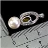 Image 3 : BIG 8X6 mm YELLOW SAPPHIRE AND PEARL IN 14K WHITE PLATED GOLD OVER 925 STERLING SILVER - APPRAISED R