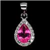 Image 1 : 7X5 mm PEAR CUT PINK TOPAZ PENDANT IN 14K WHITE PLATED GOLD OVER 925 STERLING SILVER - APPRAISED REP