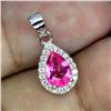 Image 2 : 7X5 mm PEAR CUT PINK TOPAZ PENDANT IN 14K WHITE PLATED GOLD OVER 925 STERLING SILVER - APPRAISED REP