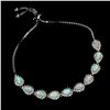 Image 2 : EXCEPTIONAL 6X4 mm FIRE OPAL BRACELET IN 14K WHITE PLATED GOLD OVER 925 STERLING SILVER - APPRAISED 