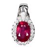 Image 1 : 7X5 mm NATURAL RUBY AND CZ PENDANT IN 14K WHITE PLATED GOLD OVER 925 STERLING SILVER - APPRAISED REP
