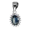 Image 1 : 7X5 mm OVAL BLUE SAPPHIRE PENDANT IN 14K WHITE PLATED GOLD OVER 925 STERLING SILVER - APPRAISED REPL