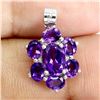 Image 2 : 7X5 mm OVAL AMETHYST FLOWER SHAPPED PENDANT IN 14K WHITE PLATED GOLD OVER 925 STERLING SILVER -APPRA