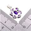 Image 3 : 7X5 mm OVAL AMETHYST FLOWER SHAPPED PENDANT IN 14K WHITE PLATED GOLD OVER 925 STERLING SILVER -APPRA