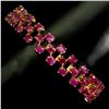 Image 2 : CLASSY 5X3 mm OVAL CUT RUBY BRACELET IN 14K YELLOW PLATED GOLD OVER 925 STERLING SILVER - 8 INCHES L